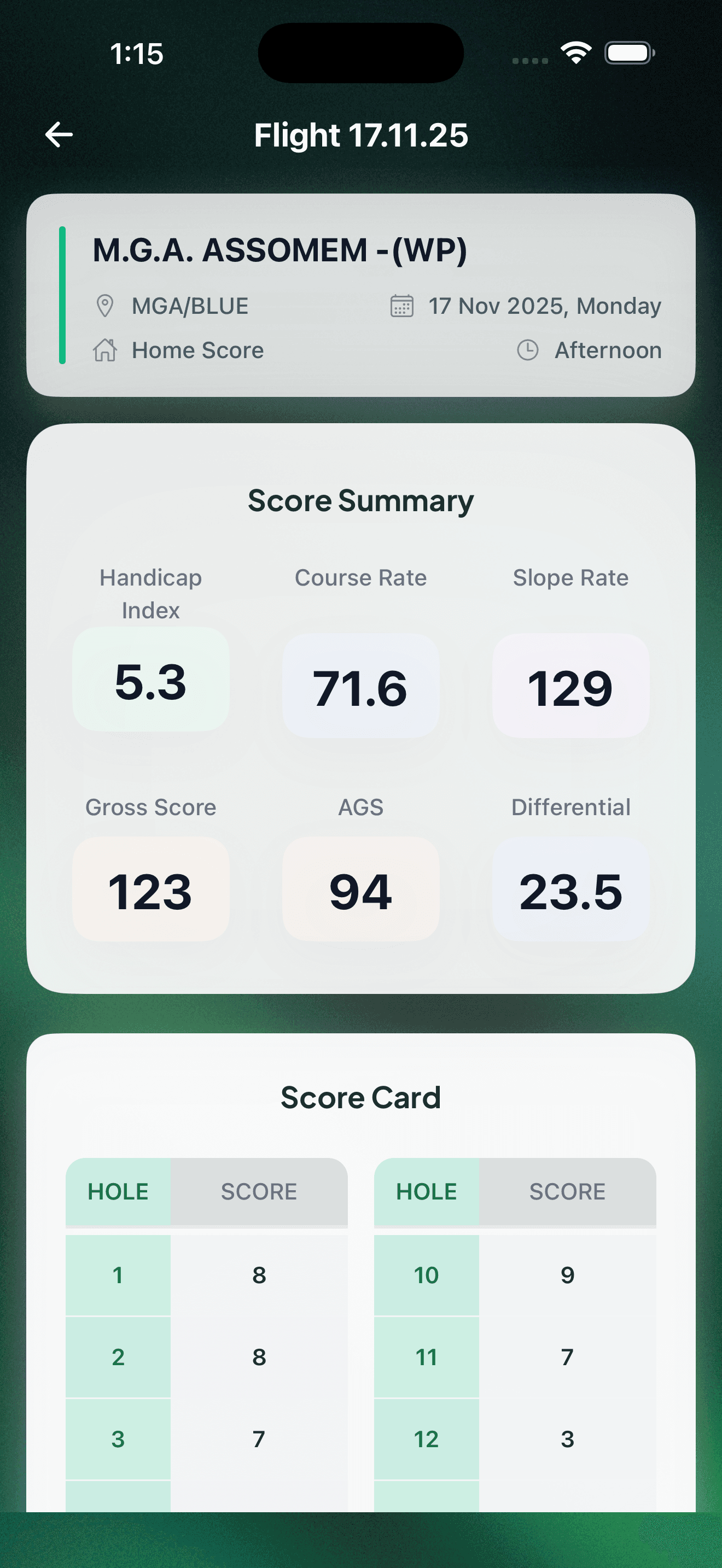 Malaysia Golf Association — Handicap & Score