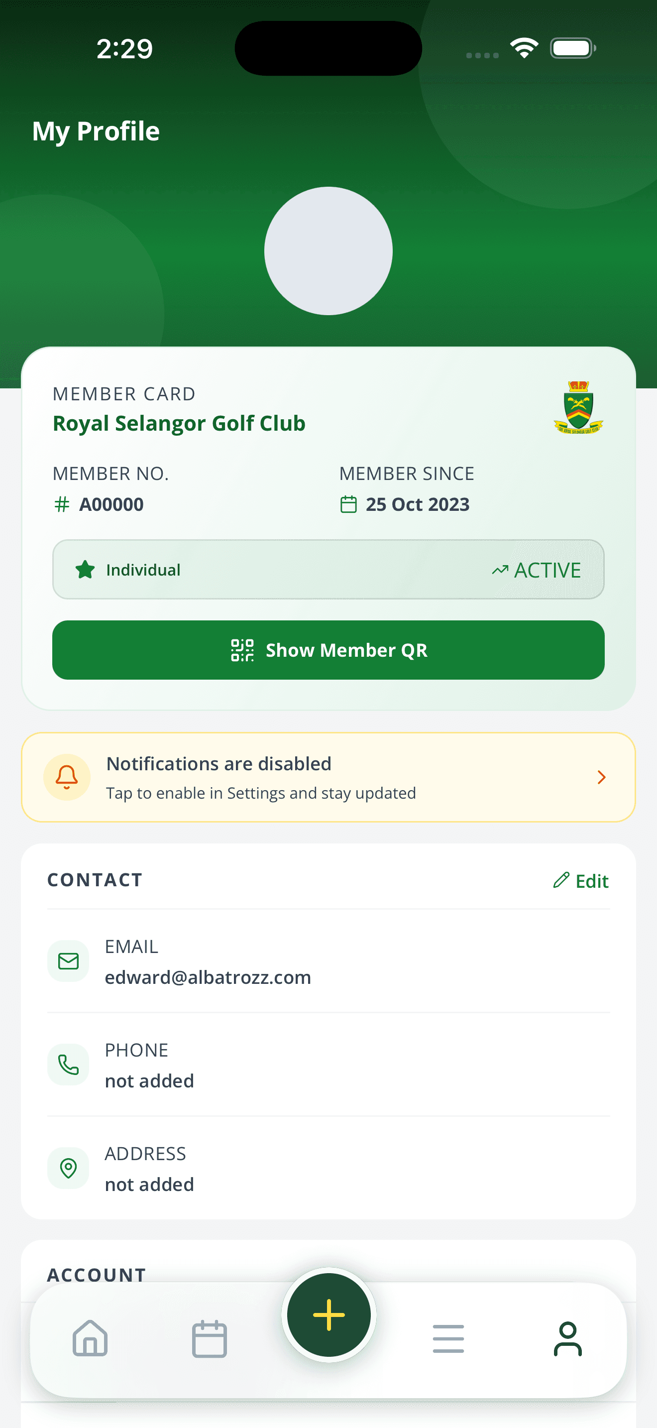 Royal Selangor GC — Member Profile