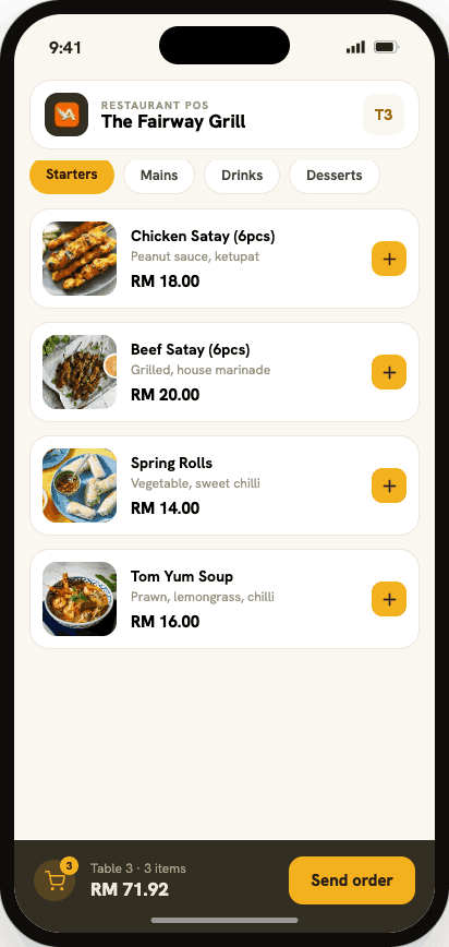 Restaurant POS mobile app