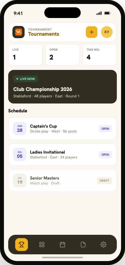 Tournament mobile app